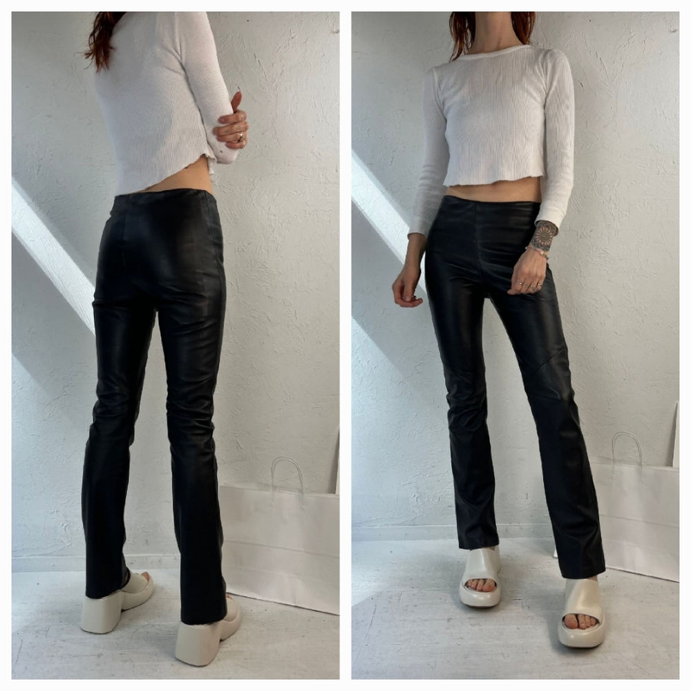 DANIER LEATHER Vintage 90's Black Leather Pants Size CAN 2 US 4 UK 6